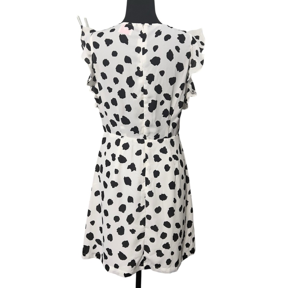 Buddy Love Twiggy Dalmatian Dress Jr.'s Medium Chiffon Black White Cut Out Front - Picture 4 of 9